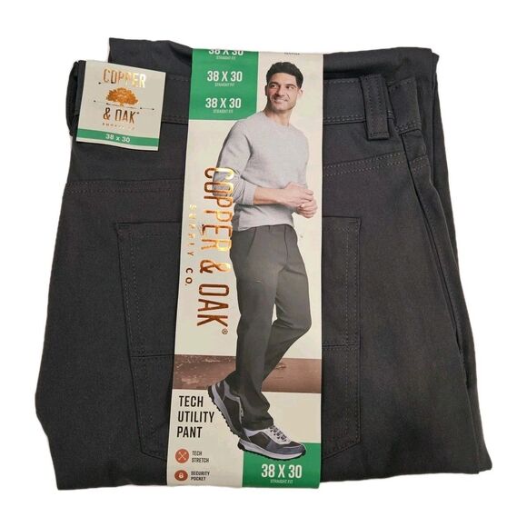 Copper & Oak Men's Tech Pant / Straight Fit / Gray / 38 X 30 / New - Picture 4 of 6